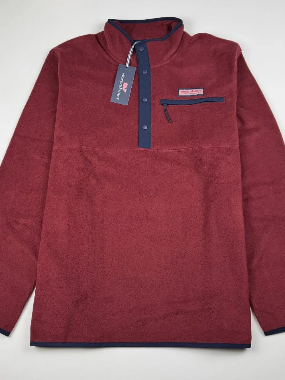 Vineyard Vines Men's XL Harbor Fleece Quarter Snap Pullover Crimson NWT
